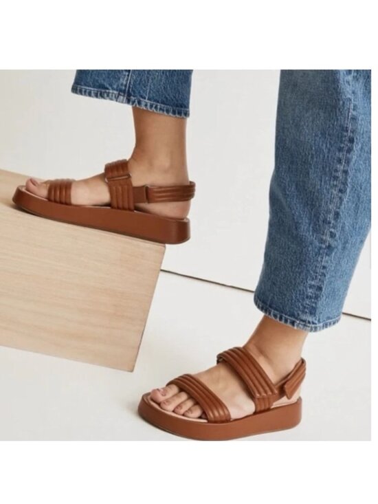 Madewell Shoes - Madewell Platform Sandals 6 Brown Quilted Leather Minimalist Bohemian Fisherman